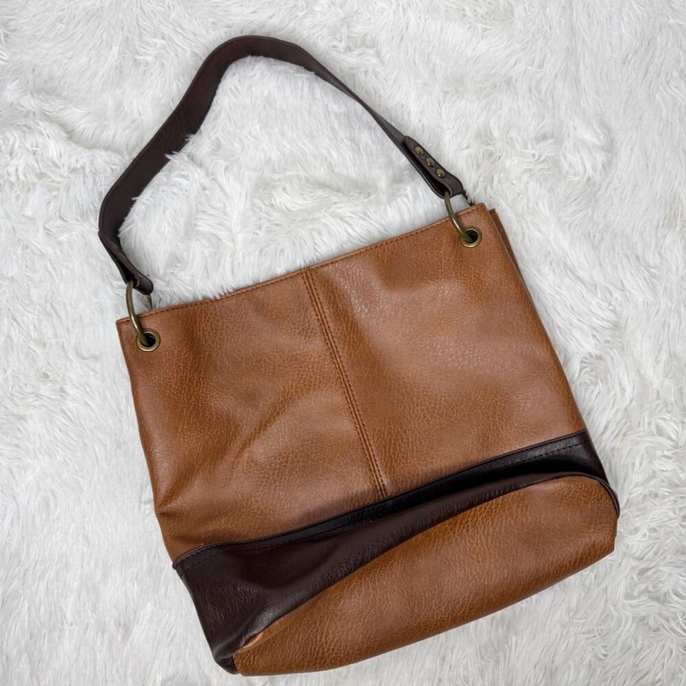 MONTANA WEST / brown two toned leather shoulder purse